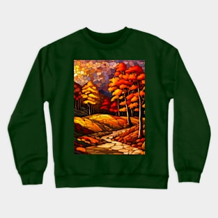 Stained Glass Autumn Foliage Crewneck Sweatshirt